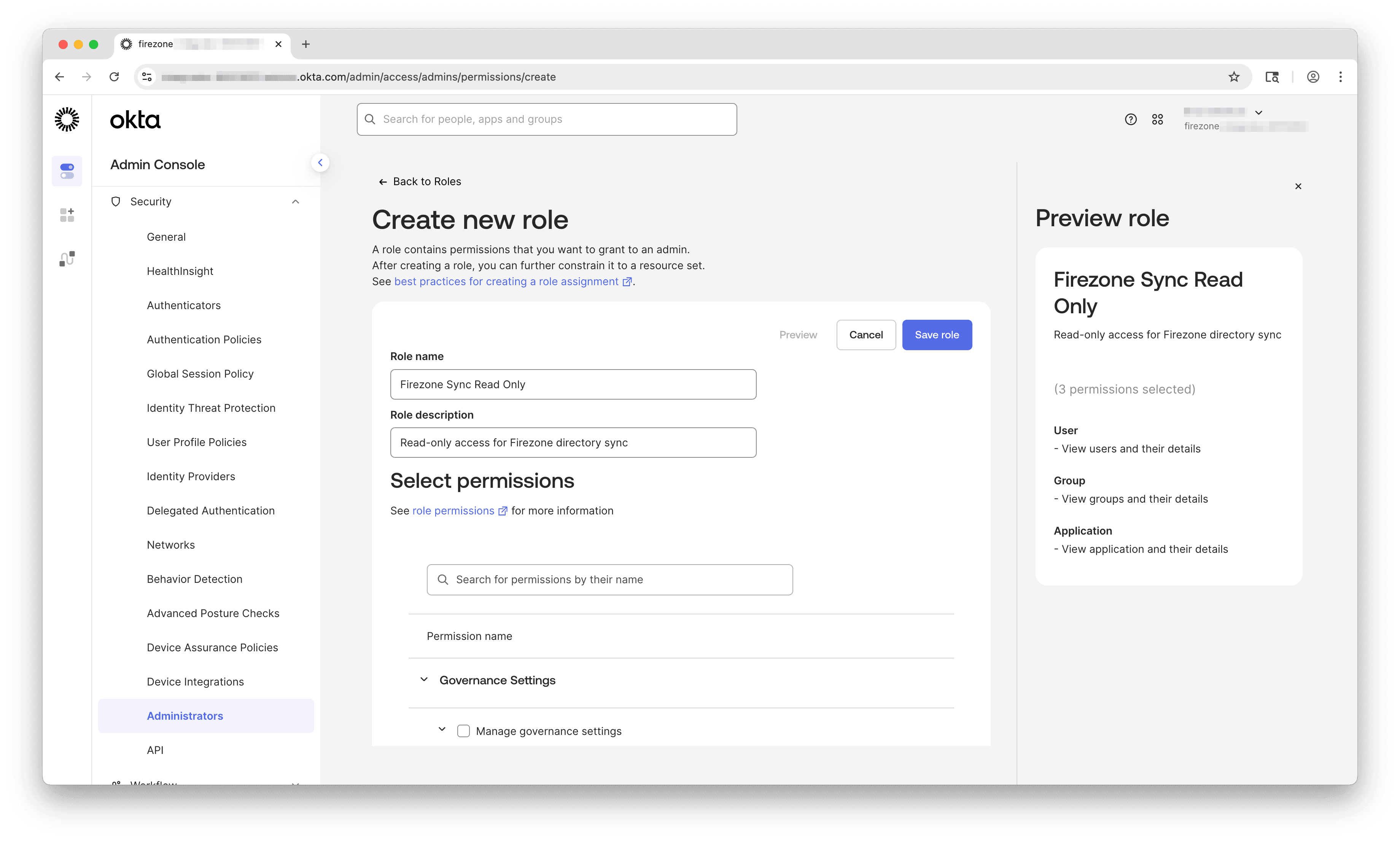 Okta create new role